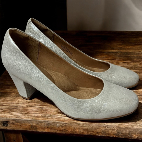 Sofft Lana Pumps Champagne Leather Heels Size 9M Block Heel Comfort Dress Shoes - Picture 1 of 15